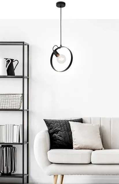 Czarna nowoczesna wisząca lampa koło K0-A62
