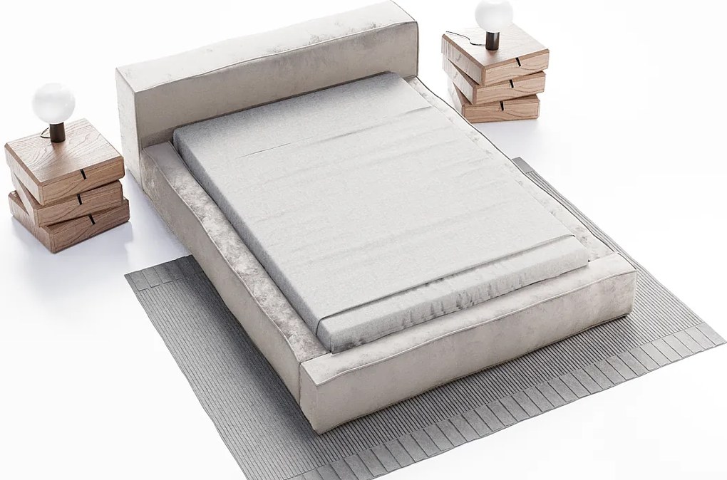 Emporius Bueno łóżko tapicerowane 160x200 -  tkanina velvet, nowoczesny styl, pojemnik i stelaż - łóżko 160x200 srebrne (Infinity 14)