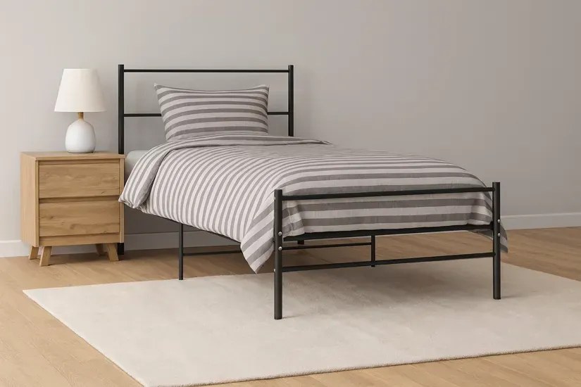 Szare metalowe łózko w stylu industrialnym 90x200 cm K7-B48