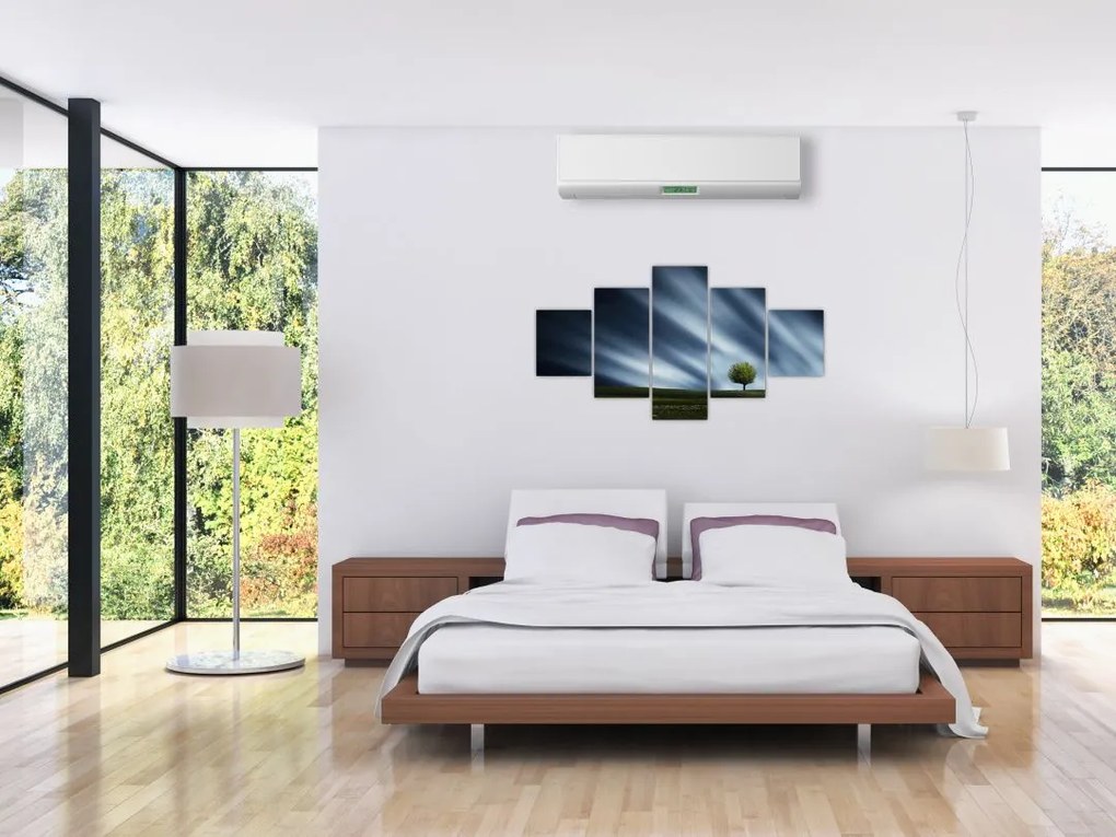 Obraz zorzy polarnej nad wrzosowiskami (125x70 cm)