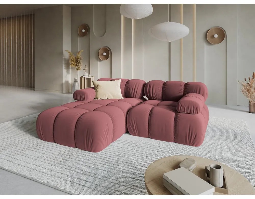 Różowa aksamitna sofa 191 cm Bellis – Micadoni Home