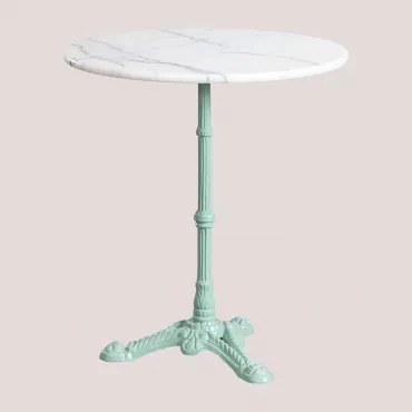 Okrągły Stolik Barowy Z Marmuru Moka Verde Isla Paraíso & Biały Marmur Guangxi & Ø70 Cm - Sklum