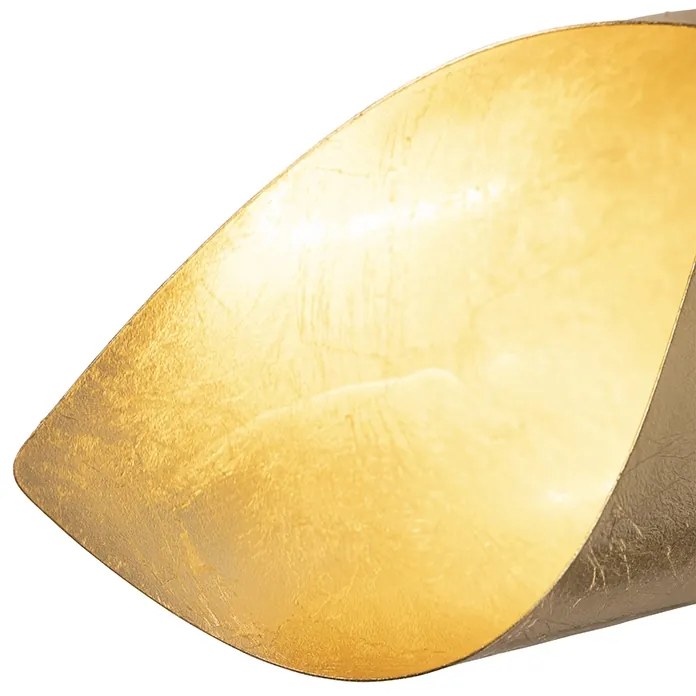 Retro Kinkiet / Lampa scienna liść złoty z włącznikiem - Belle ArtDeco Oswietlenie wewnetrzne