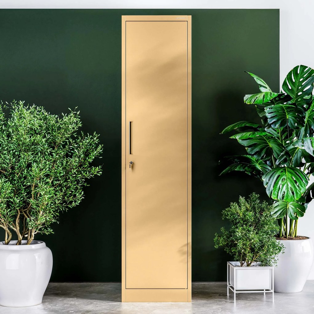 Szafa biurowa metalowa na akta, wąska, beżowa, 450x1850x400 mm: ALEX Fresh Style
