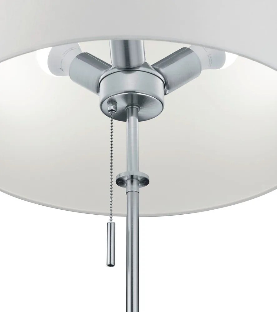 Lampa stojąca w kolorze srebra z tekstylnym kloszem (wysokość 180 cm) Lyon – Trio