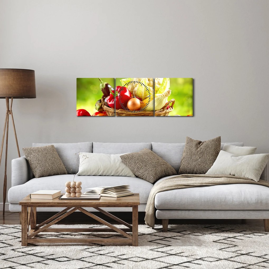 Obraz - Warzywa (z zegarem) (90x30 cm)