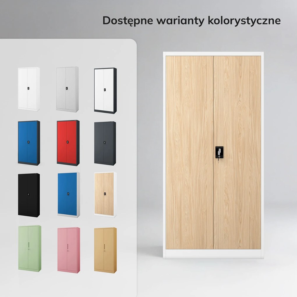 Szafa metalowa wielofunkcyjna biała / dąb sonoma, 900x1850x450 mm: DAWID Eco Design