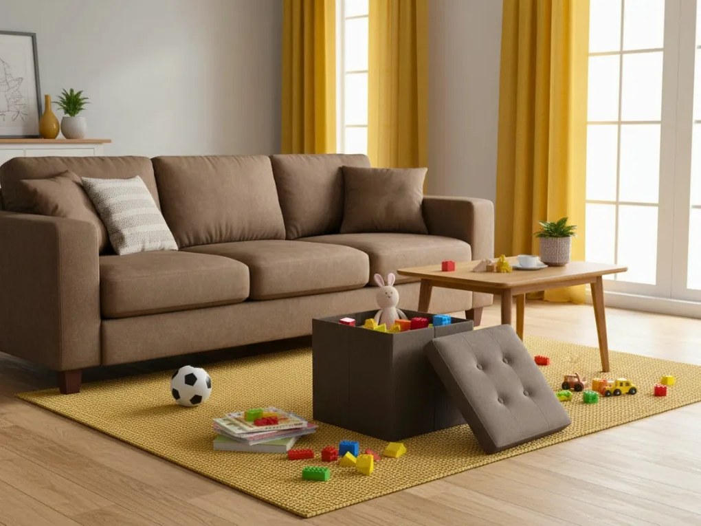 Brązowy składany taboret ZAREX VELVET L