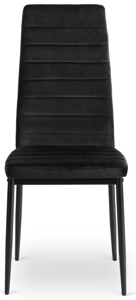 Zestaw Stół Rozkładany SKUBI 120-160 cm Dąb Craft/Czarny i 4 Krzesła NARIS Czarne Welurowe