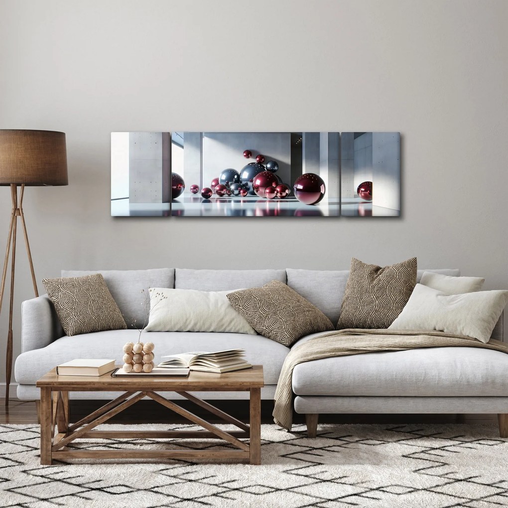 Obraz - 3D przestrzeń z kulami II. (170x50 cm)