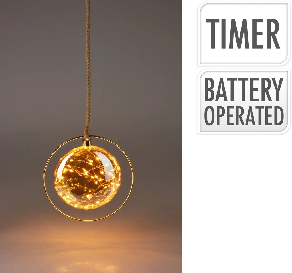 Szklana dekoracja świetlna LED z timerem, Ø 15 cm