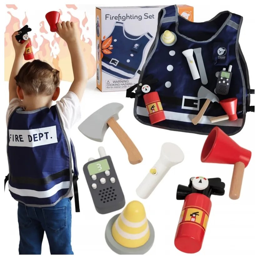 Classic world little firefighter set costume tools 8 pcs.