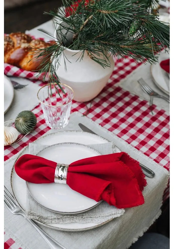 Lniany obrus 140x140 cm Red Gingham – Linen Tales