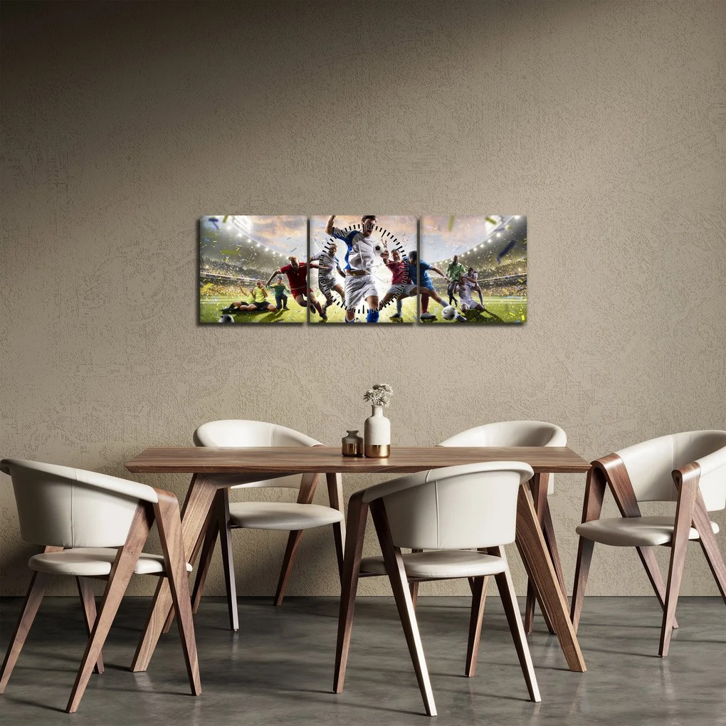 Obraz - Piłka nożna (z zegarem) (90x30 cm)