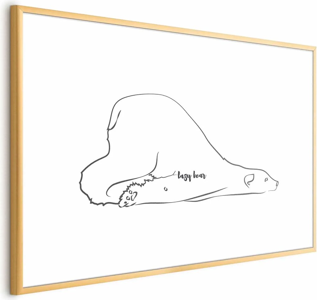 Plakat Leniwy niedźwiedź 42x29,7 cm z ramą złotą bez marginesu ARTGEIST B