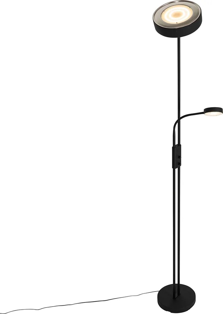 Lampa stojąca czarna w tym LED i ściemniacz z lampką do czytania - Kelso