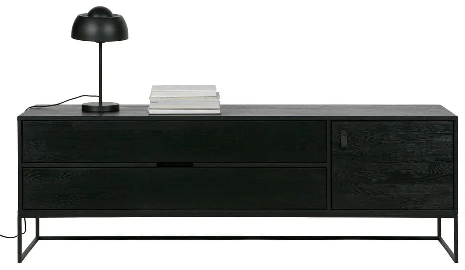 Czarna szafka pod TV z litego drewna jesionowego 180x61x44 cm Silas – WOOOD