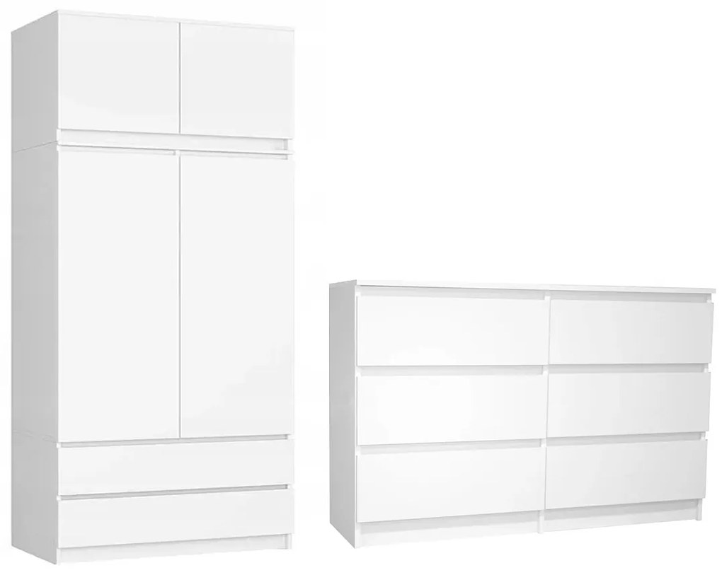 Komplet białych mebli do pokoju komoda i szafa R4-M43