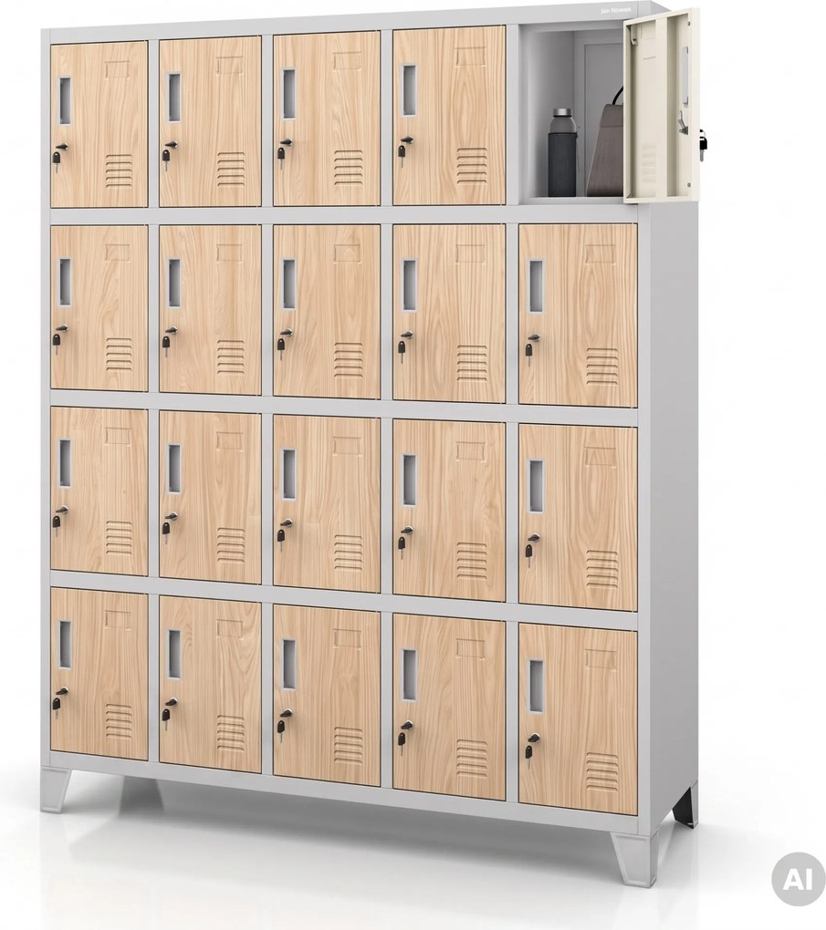 Szafa skrytkowa socjalna BHP szara / dąb sonoma, 1360x1720x450 mm: ROBERT Eco Design