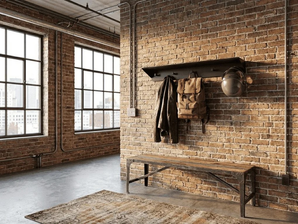 Metalowy wieszak ścienny KENAN 80 cm, czarny