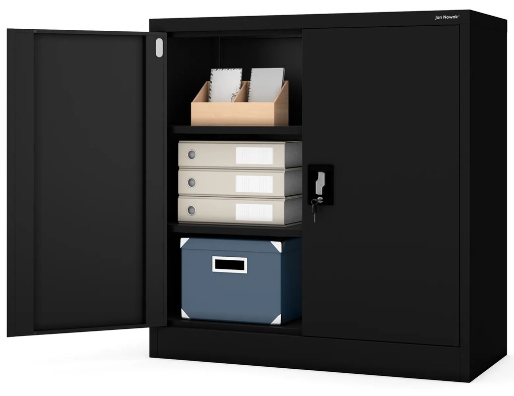 Metalowa szafka z drzwiami BEATA, 900 x 930 x 400 mm, czarna