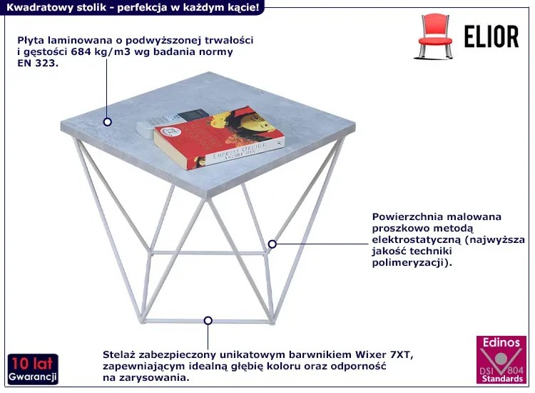 Minimalistyczny stolik kawowy beton + biały - Mokita 5X