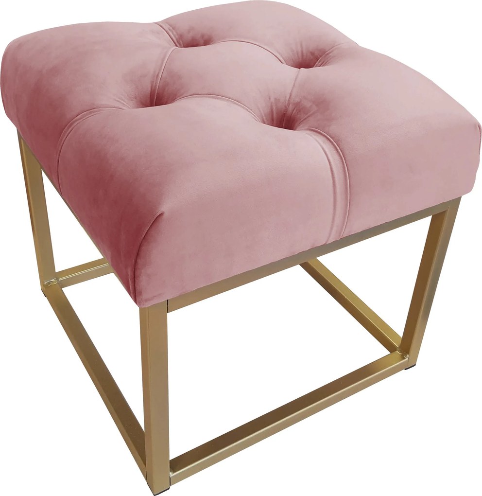 Pufa CHESTERFIELD tkanina Welur loft ławka podnóżek metal : Kolor Stelaża - Złoty, Kolor tkaniny - VELVET - MG58, Typ tkaniny - Velvet