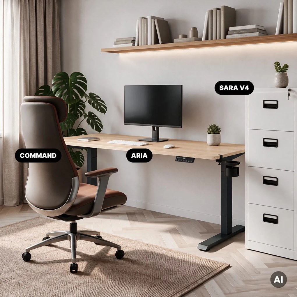 Duże biurko sit-stand do pracy Aria 160×80 cm, dąb sonoma/antracyt