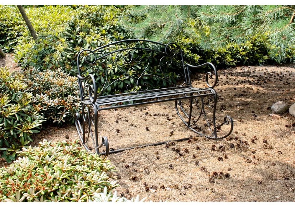 Czarna metalowa ławka ogrodowa Dares – Garden Pleasure