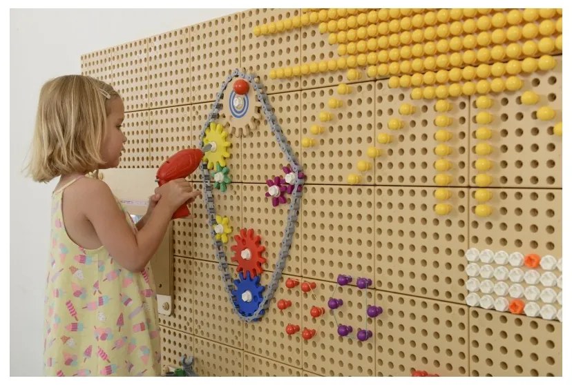 Masterkidz tablica ścienna koła zębate i łańcuch 79 el. zbuduj własny mechanizm