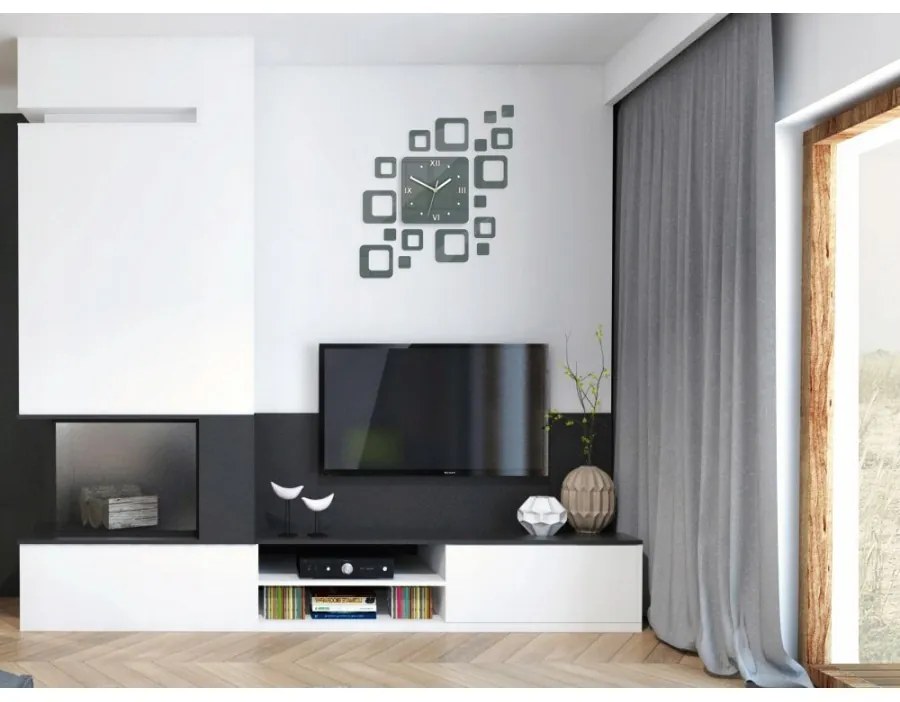 Zegar na ścianę nowoczesny naklejany ozdobne elementy cichy mechanizm loft