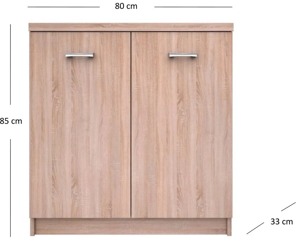 Komoda Dwudrzwiowa Drewniana do Salonu ELEGO 80 cm Dąb sonoma Nowoczesna