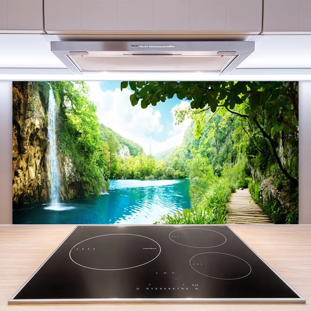 Panel Kuchenny Wodospad Wpadający Do Jeziora