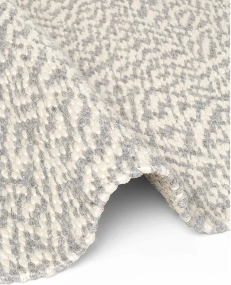 Jasnoszaro-kremowy wełniany okrągły dywan tkany ręcznie ø 160 cm Lyon Beans – Elle Decoration