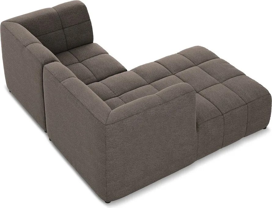 Brązowy narożnik z materiału bouclé (lewostronny/z szezlongiem) Aloha – Makamii