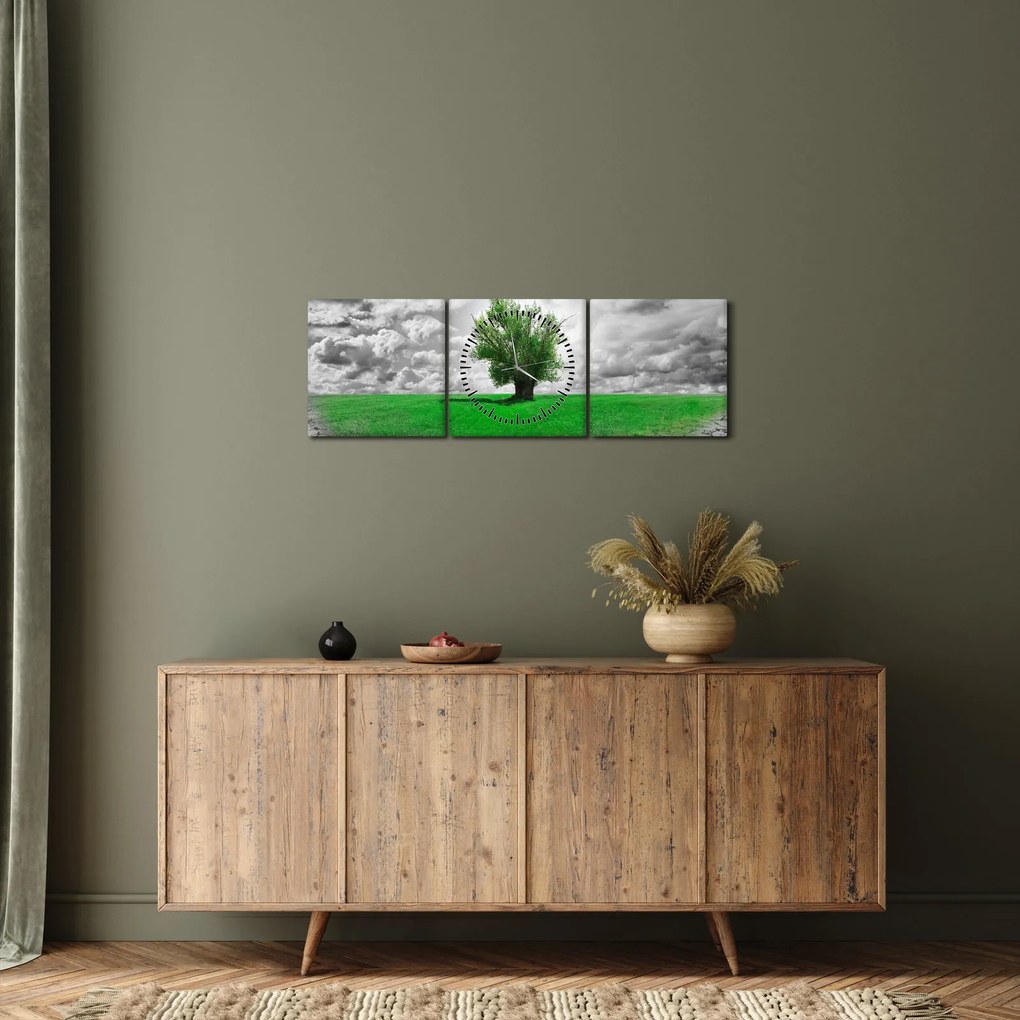 Obraz - Kawałek natury w mieście (z zegarem) (90x30 cm)