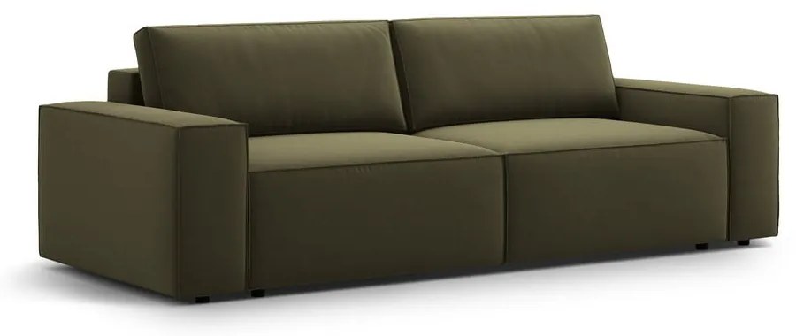 Zielona aksamitna rozkładana/ze schowkiem sofa 247 cm Jodie – Micadoni