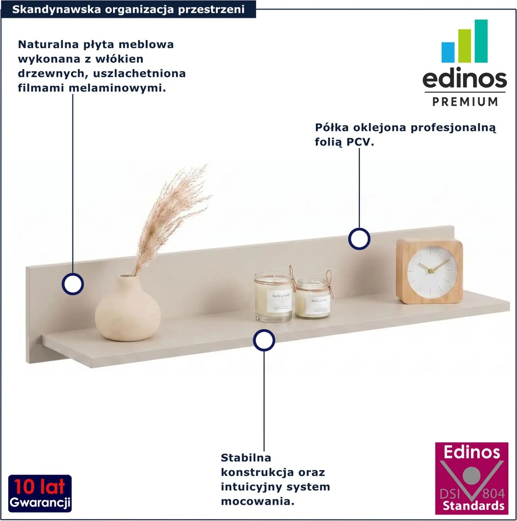 Kaszmirowa półka minimalistyczna na ścianę D8-A22