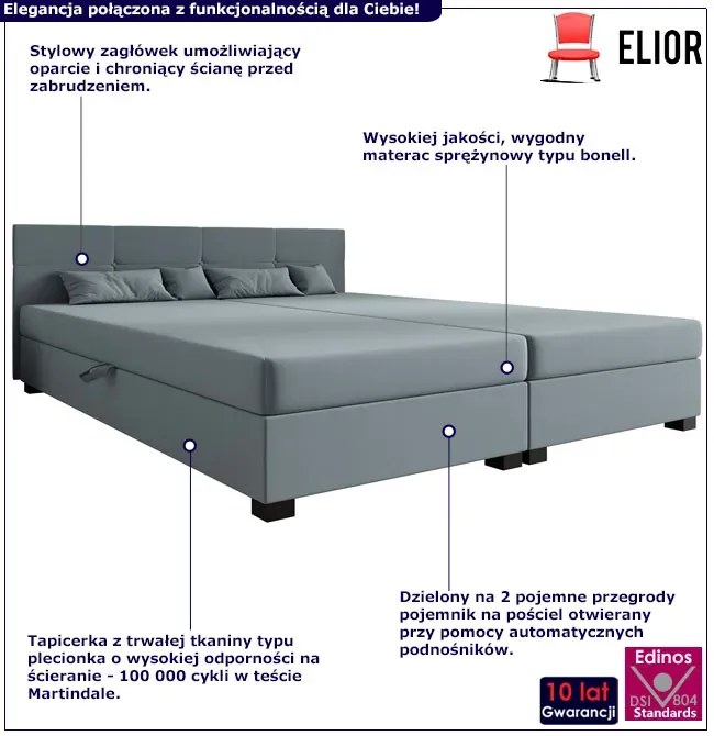 Niebieski dwuosobowy tapczan z zagłówkiem S9-F89