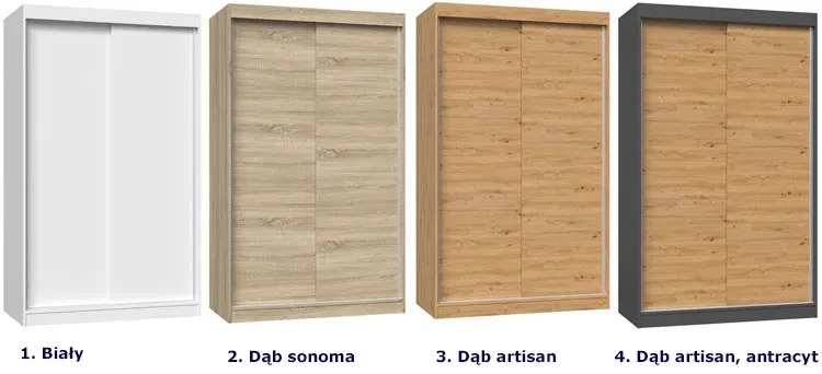 Szafa przesuwna z półkami i drążkiem dąb artisan 120 cm S7-D32