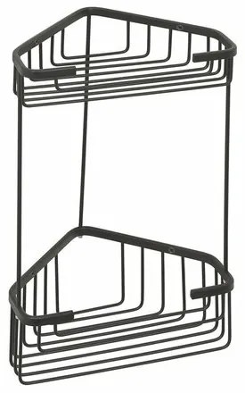 GEDY 2482-14 Smart dwupoziomowa półka narożna 20 x32,5 x 15,1 cm, czarna matowa