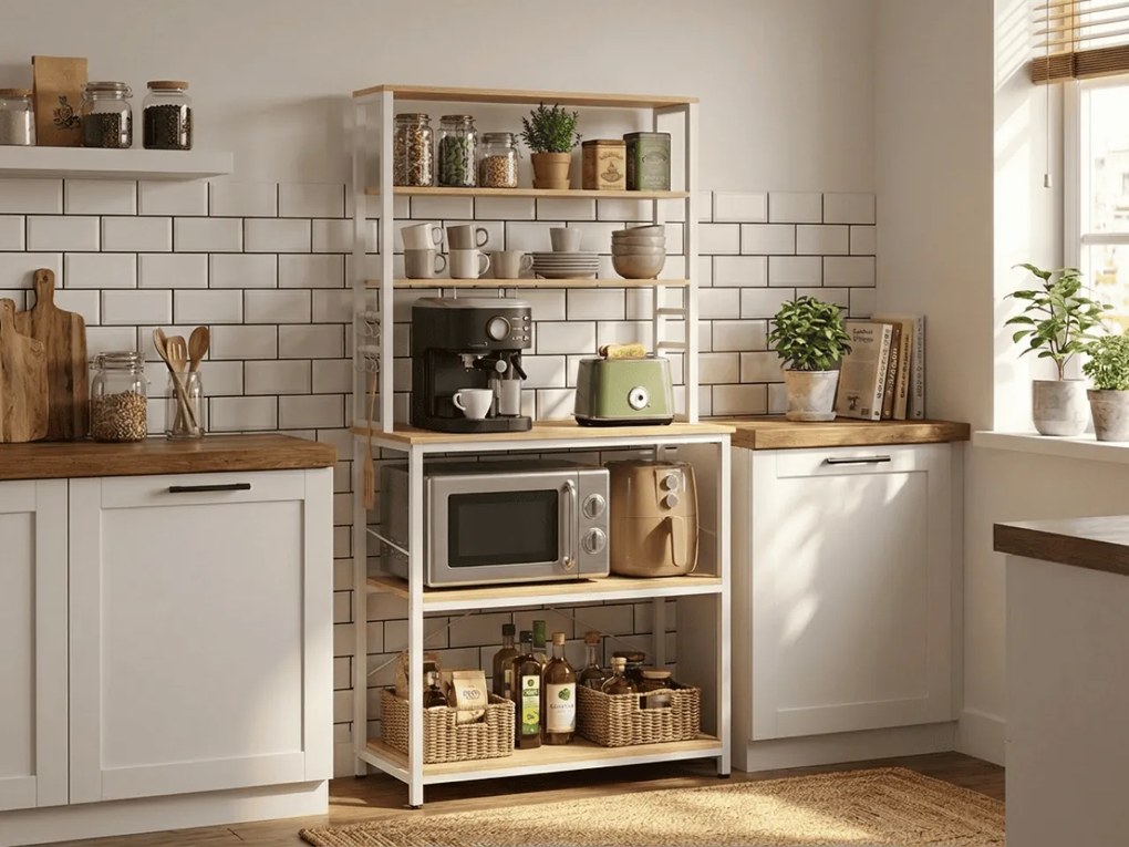 Regał kuchenny LORANO 167x80 cm, biały / dekor dąb