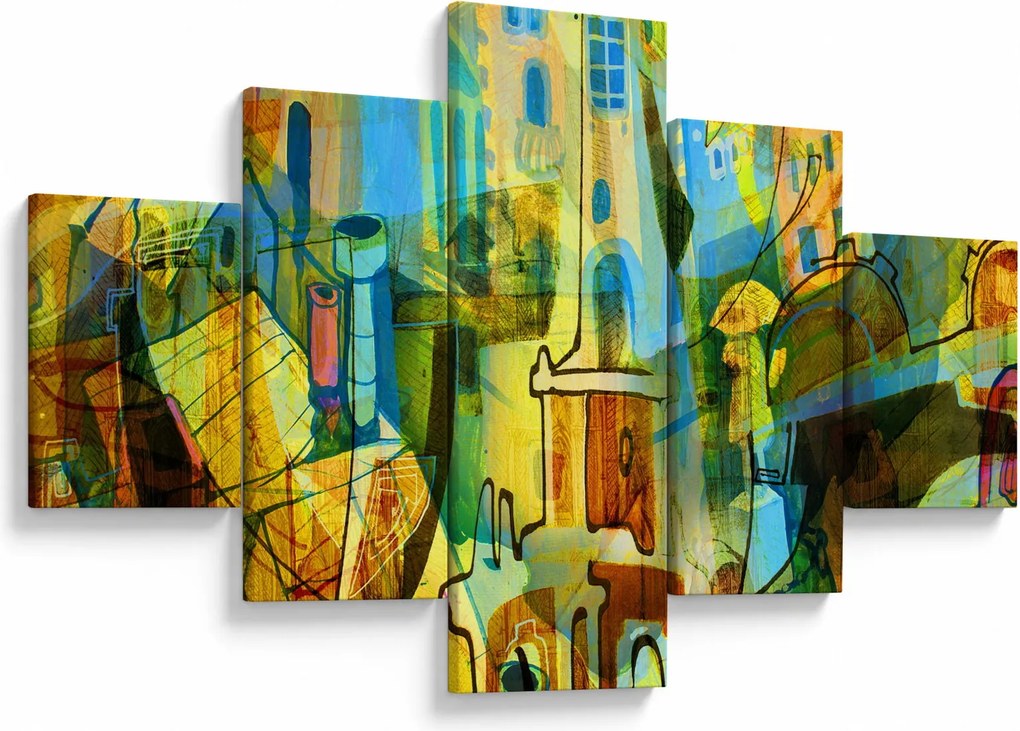 Obraz - Architektura, abstrakcja kubistyczna (125x70 cm)