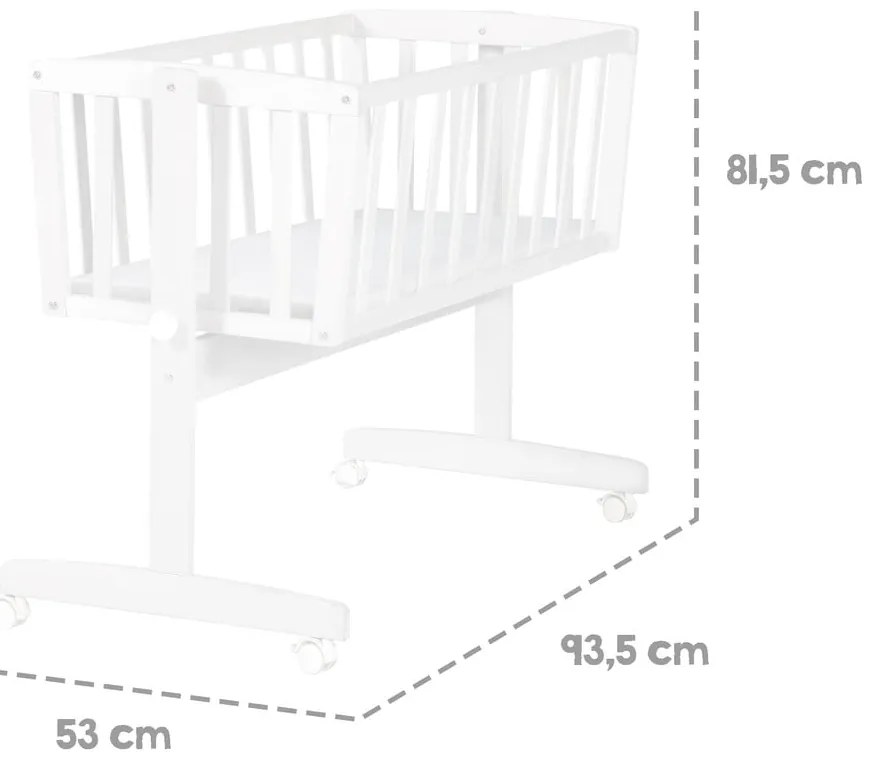 Biała kołyska na kółkach 40x90 cm – Roba