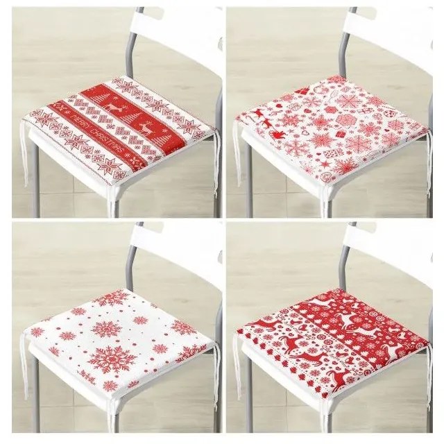 Poduszki na krzesła ze świątecznym motywem zestaw 4 szt. 40x40 cm Snowflakes – Mila Home