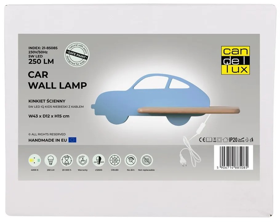 Niebieska lampa dziecięca Car – Candellux Lighting