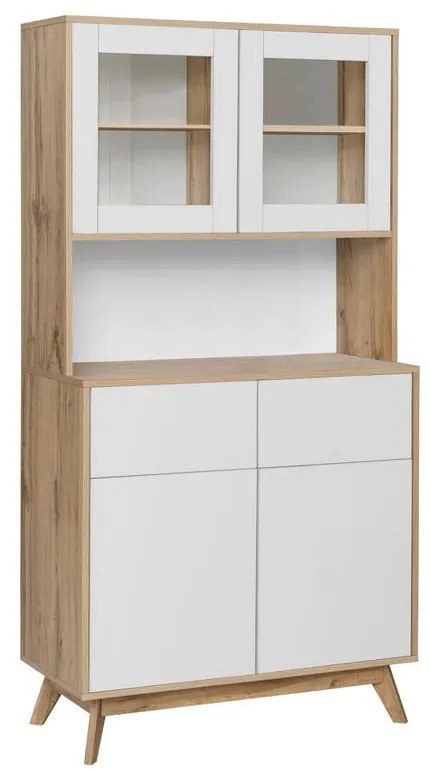 Biało-naturalna witryna w dekorze dębu 84x165 cm Skandi – Støraa