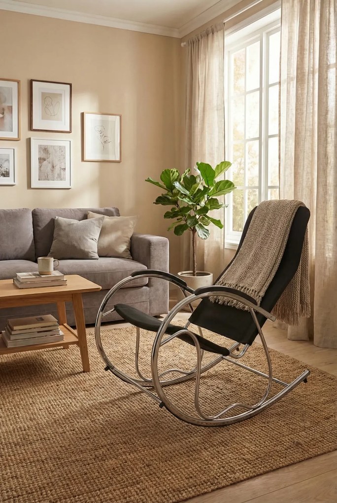 Bujany fotel do salonu czarnyD8-E66