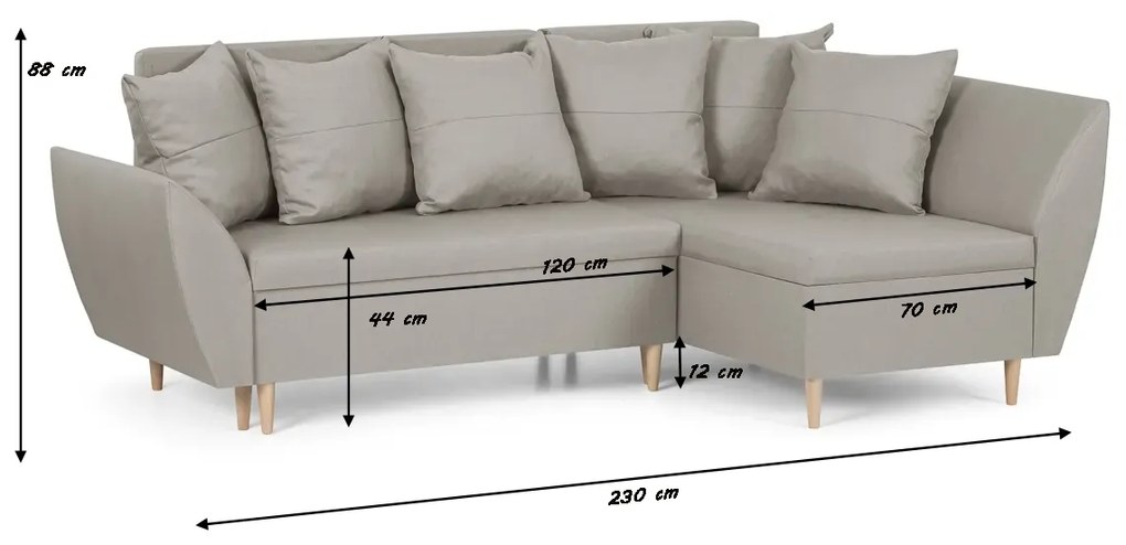 Narożnik kanapa z funkcją spania ALI Musztardowy