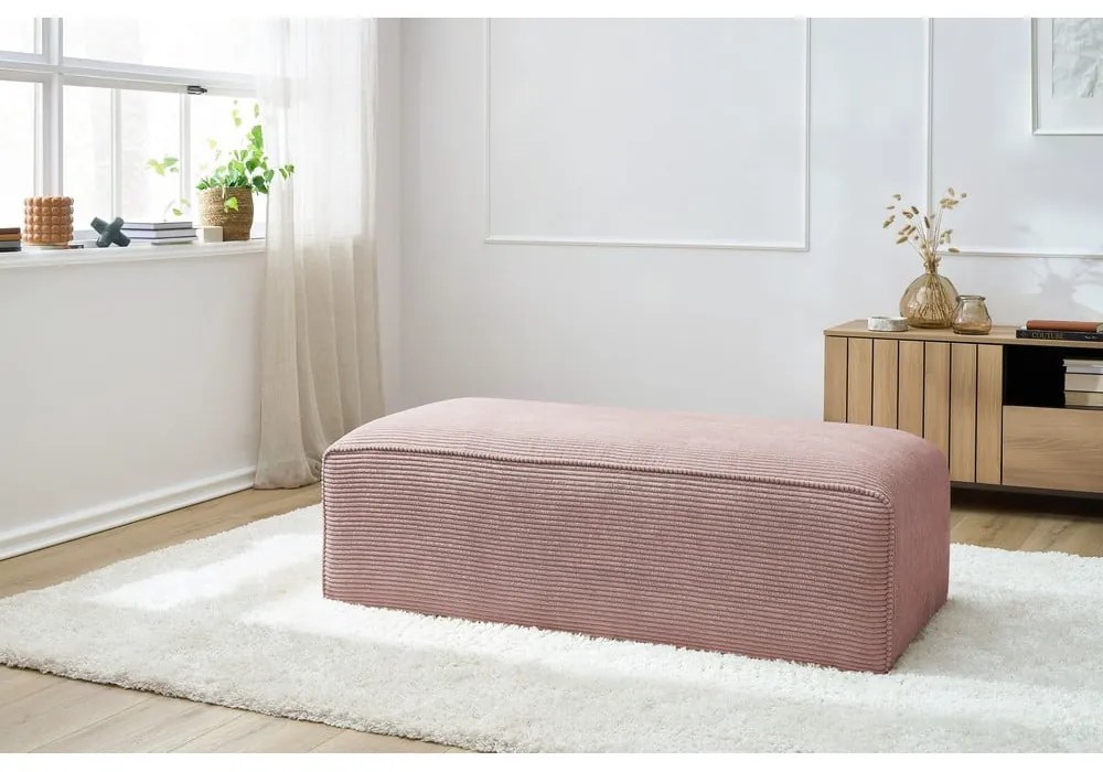 Różowy sztruksowy podnóżek modułowy Megeve – Bobochic Paris